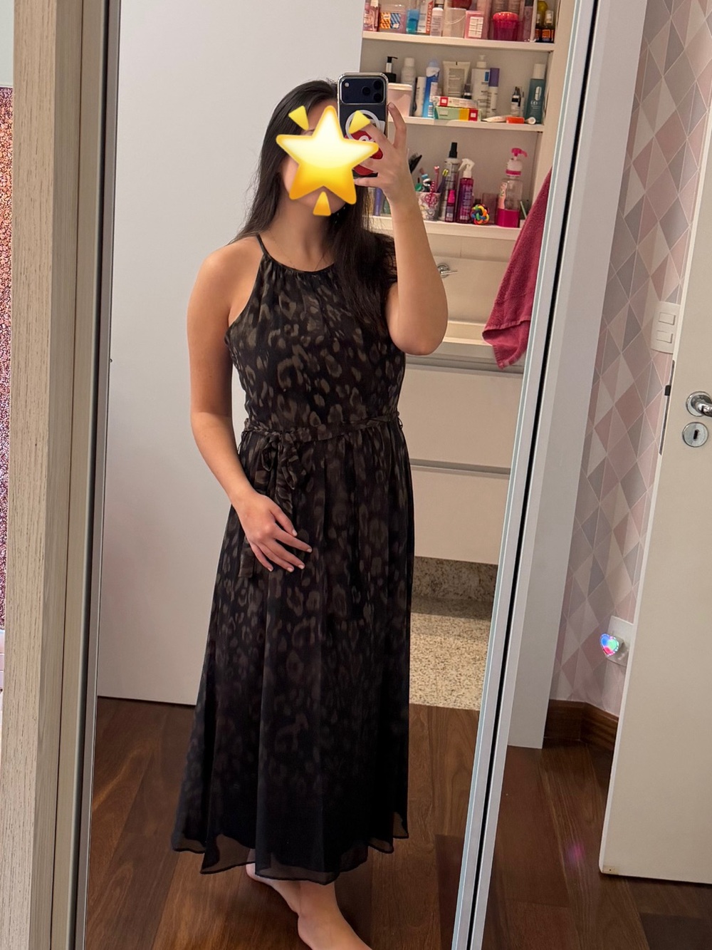 DKNY Olive and Black Leopard-Print Camisole